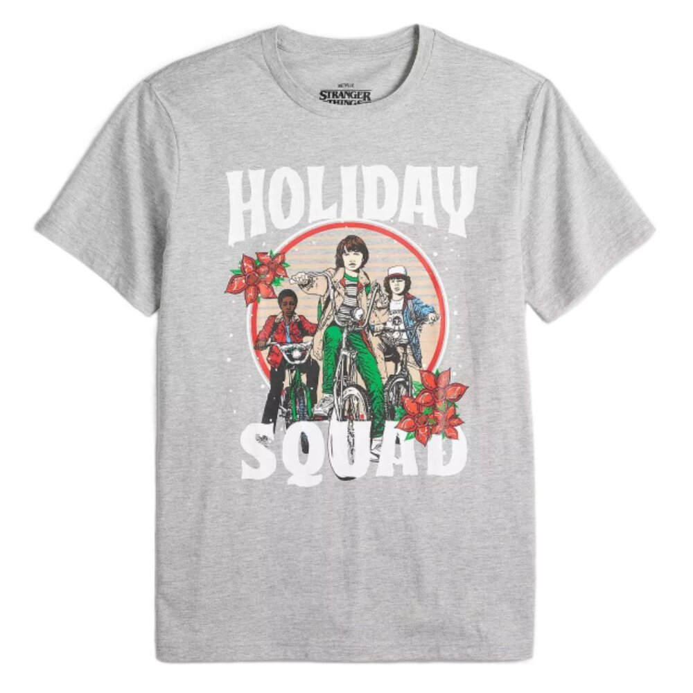STRANGER THINGS Holiday Bicycle Squad Graphic Tee, size S